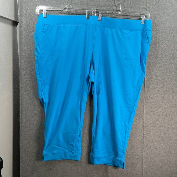 Sport Savvy Petite French Terry Straight Leg Ankle Pant Tropical Blue, Petite 5X - Picture 1 of 9